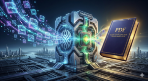  A stream of PNG files (represented by translucent squares with "PNG